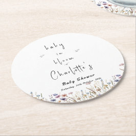 Baby in Bloom Wildblume Kinderdusche Runder Pappuntersetzer