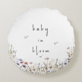 Baby in Bloom Wildblume Kinderdusche Rundes Kissen