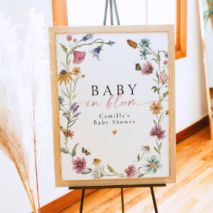 Baby in Bloom Wildblume Kinderdusche willkommen Poster