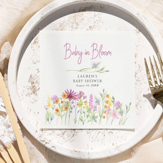 Baby in Bloom Wildblume Meadow Baby Dusche Serviette (Baby in Bloom baby shower napkins from my Wildflower Meadow collection)
