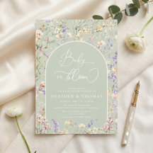 Baby in Bloom Wildblume QR Sage Green Baby Dusche