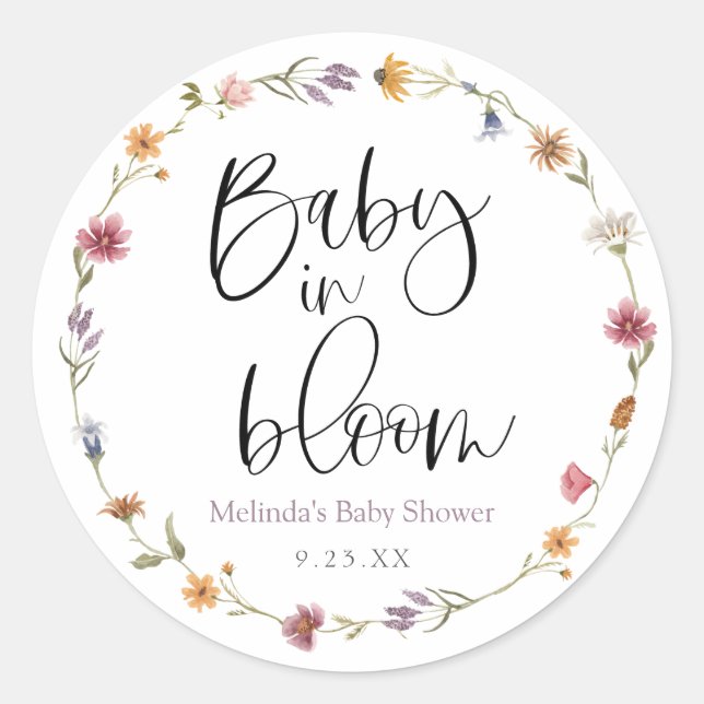 Baby in Bloom-Wildblume Runder Aufkleber (Vorderseite)
