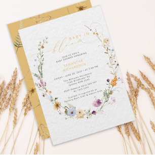 Baby in Bloom Wildblume Rustikale Babydusche Einladung