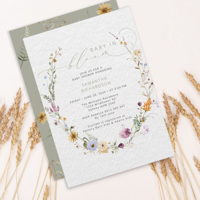 Baby in Bloom Wildblume Rustikale Babydusche Einladung (Von Creator hochgeladen)
