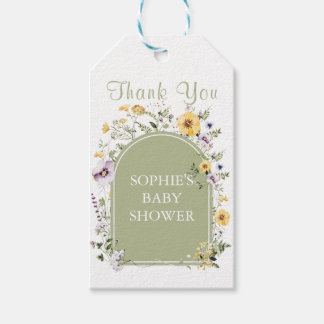 Baby in Bloom Wildblume Sage Green Baby Dusche Geschenkanhänger