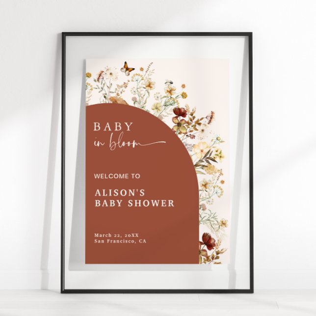 Baby in Bloom Wildblume Terracotta Dusche Willkomm Poster (Von Creator hochgeladen)