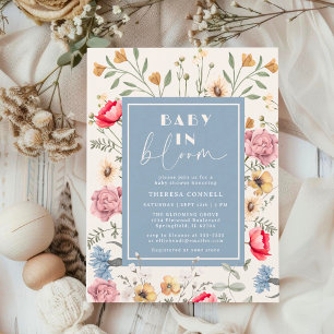 Baby in Bloom Wildblume Vintag Boy Baby Dusche Einladung
