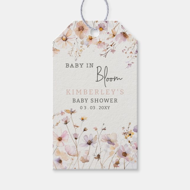 Baby in Bloom Wildblumen Baby Girl Baby Dusche Geschenkanhänger (Vorderseite)