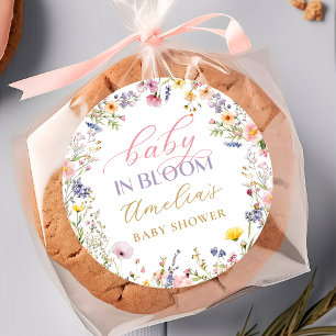 Baby In Bloom Wildblumen-Baby-Party-Aufkleber Runder Aufkleber