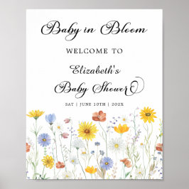 Baby in Bloom Wildblumen Babydusche Begrüßungszeic Poster