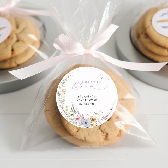 Baby in Bloom Wildblumen Blumenspülung Runder Aufkleber (Von Creator hochgeladen)