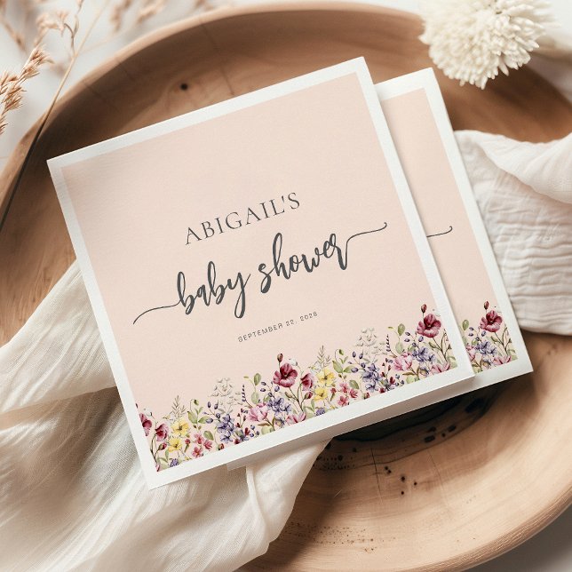 Baby in Bloom Wildblumen Blush Pink Baby Dusche Serviette (Von Creator hochgeladen)