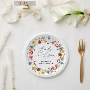 Baby in Bloom Wildblumen Braut Dusche Maßgeschneid Pappteller