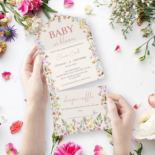 Baby in Bloom Wildblumen Bunte Babyparty All In One Einladung