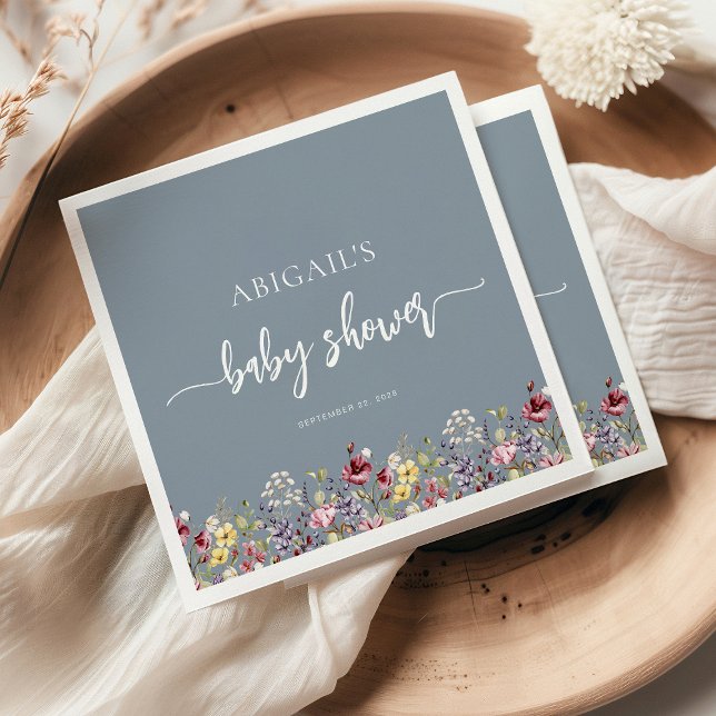 Baby in Bloom Wildblumen Dusty Blue Baby Dusche Serviette (Von Creator hochgeladen)