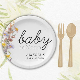 Baby in Bloom Wildblumen Elegante Babydusche Pappteller