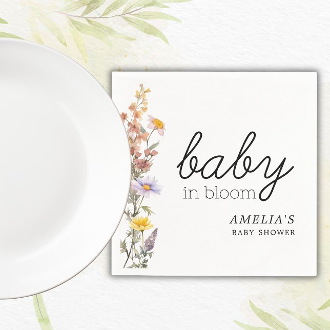 Baby in Bloom Wildblumen Elegante Babydusche Serviette (Von Creator hochgeladen)