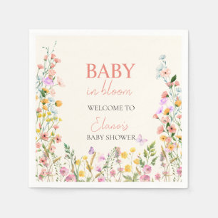 Baby in Bloom Wildblumen Elegante Babyparty Serviette