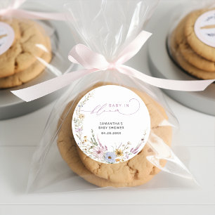 Baby In Bloom Wildblumen Florale Babyparty  Runder Aufkleber