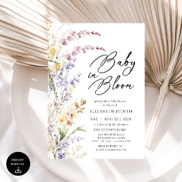 Baby in Bloom Wildblumen Kinderdusche Einladung