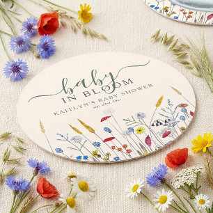 Baby in Bloom Wildblumenwiese Baby Shower Runder Pappuntersetzer