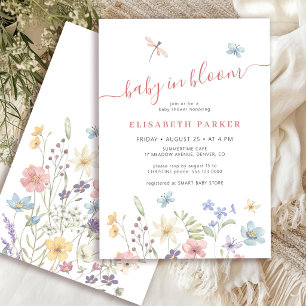 Baby in Bloom Wildflower Baby Mädchen Shower Einladung