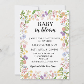 Baby in Bloom Wildflower-Baby-Party Einladung