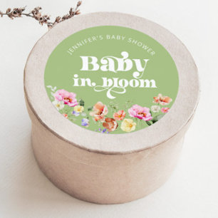 Baby in Bloom Wildflower Baby Shower Dankeschön Runder Aufkleber