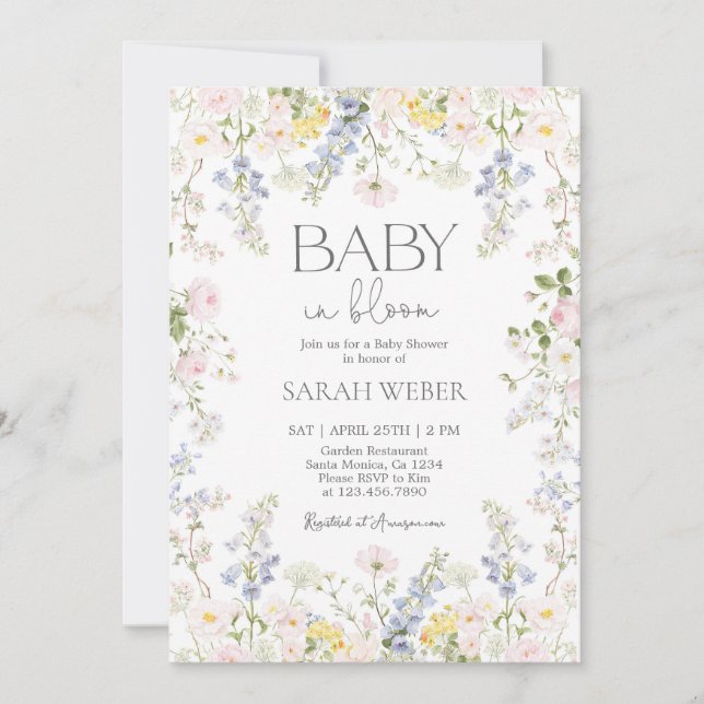 Baby in Bloom Wildflower Baby Shower Girl Einladung (Vorderseite)