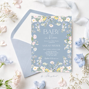 Baby in Bloom Wildflower Baby Shower Junge Einladung