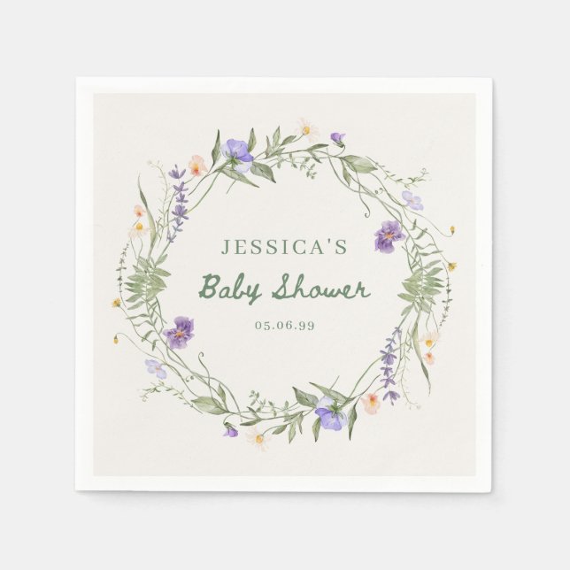 Baby in Bloom Wildflower Baby Shower Napkins Serviette (Vorderseite)