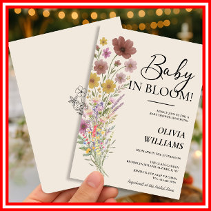 Baby in Bloom Wildflower Boho Babyparty Einladung