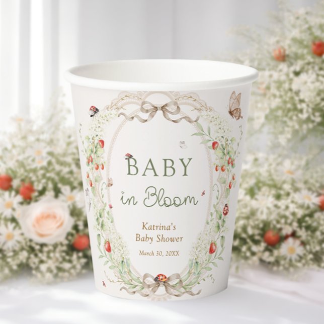 Baby in Bloom Wildflower Bow Baby Shower Pappbecher (Von Creator hochgeladen)