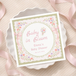 Baby in Bloom Wildflower Bow Baby Shower  Serviette