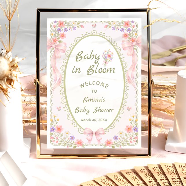 Baby in Bloom Wildflower Bow Baby Shower Welcome  Poster (Von Creator hochgeladen)