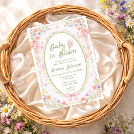 Baby in Bloom Wildflower Bow Girl Baby Shower Einladung