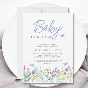 Baby in Bloom Wildflower Jungen-Baby-Party Einladung