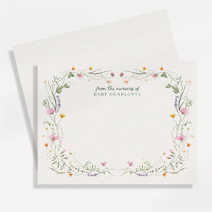 Baby in Bloom Wildflower-Kinderzimmer-Notizkarte Einladung