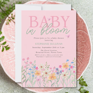 Baby in Bloom Wildflower Mädchen-Baby-Party Einladung