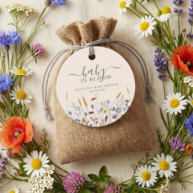 Baby in Bloom Wildflower Meadow Baby Shower Geschenkanhänger (Von Creator hochgeladen)