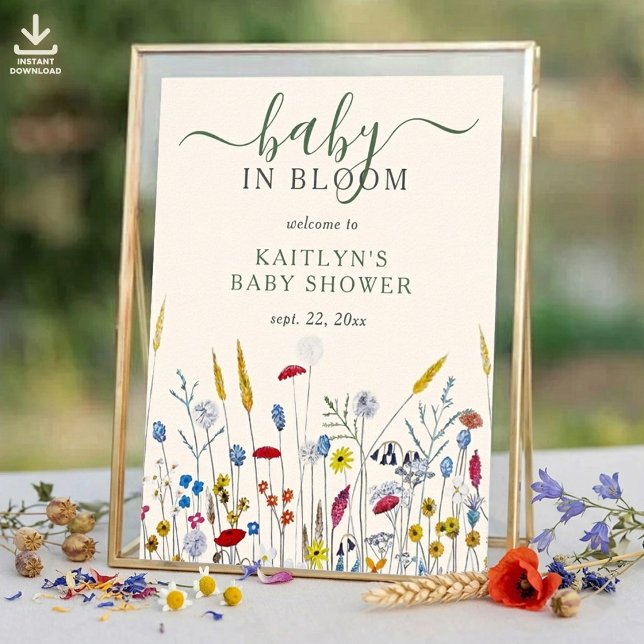 Baby in Bloom Wildflower Meadow Baby Shower Poster (Von Creator hochgeladen)
