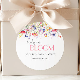 Baby in Bloom Wildflower Partygeschenk Runder Aufkleber