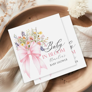 Baby In Bloom Wildflower Rosa Schleife Baby Shower Serviette