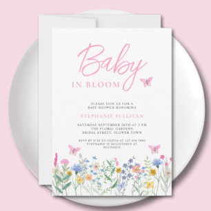 Baby in Bloom Wildflower Schmetterlinge Baby Showe Einladung