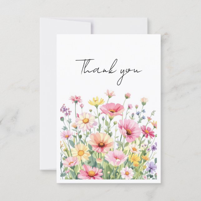 Baby in Bloom Wildflower Thank you Cards Dankeskarte (Vorderseite)