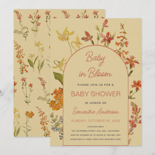 Baby in Bloom Wildflowers Florale Vintage Babypart Einladung