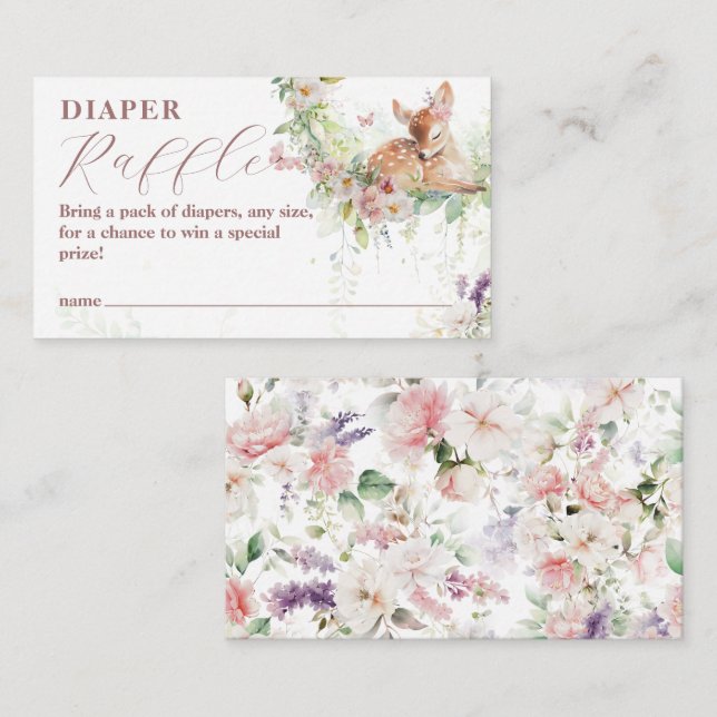 Baby in Bloom Woodland Floral Baby Girl Dusche Begleitkarte (Vorne/Hinten)