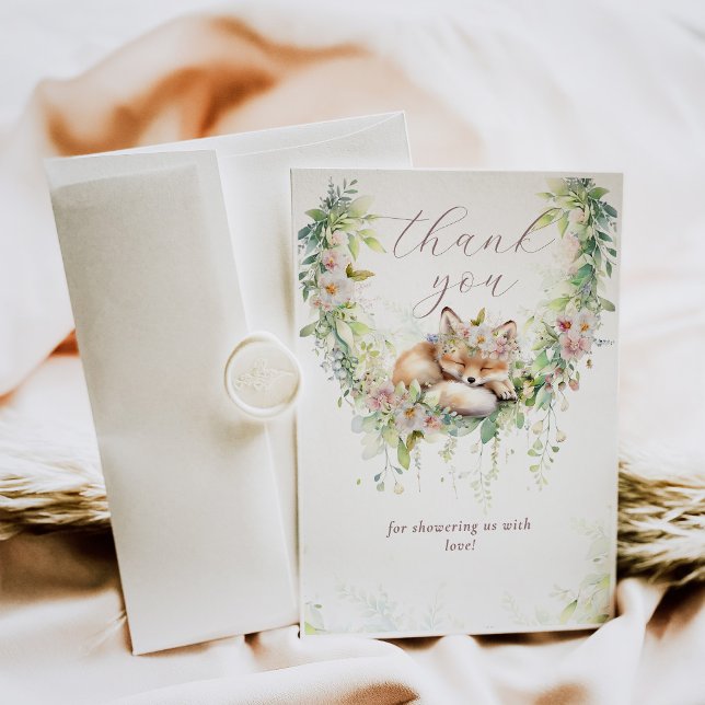 Baby in Bloom Woodland Floral Baby Girl Dusche Dankeskarte (Von Creator hochgeladen)