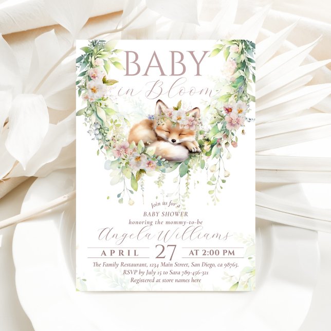 Baby in Bloom Woodland Floral Baby Girl Dusche Einladung (Von Creator hochgeladen)