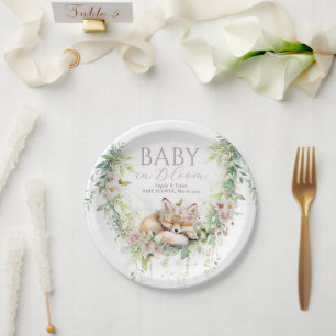 Baby in Bloom Woodland Floral Baby Girl Dusche Pappteller